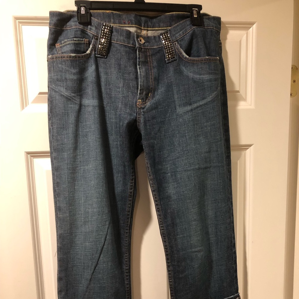 WOMAN JEAN RHINESTONE CAPRIS